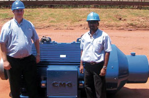 Warren Hunt (left) and Rahim Khan with CMG’s PPA 1000 kW electric motor